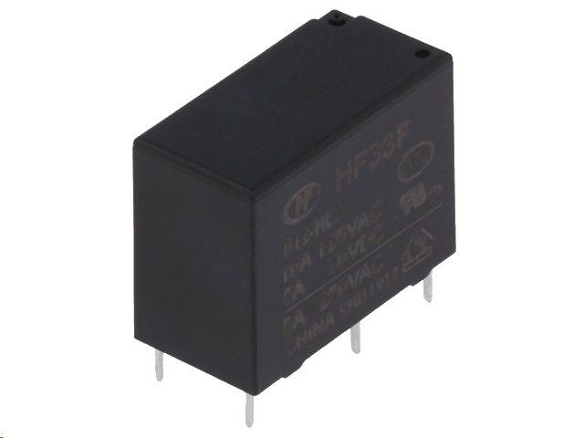 Miniature relæ - 12VDC / 5A, 1 x slutte (SPST-NO)