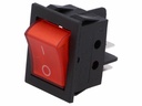 Vippekontakt - 2P OFF-ON, 250V/15A, RØD lys 31x22.3mm