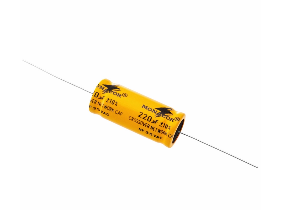 Bipolær elektrolytkond. - 220uF 35Vac/100Vdc, aksial (±10%)