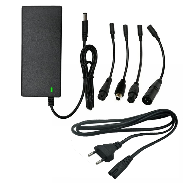 Lithium batterilader til 42Vdc (36V) / 2A, 5 DC stik, Sort