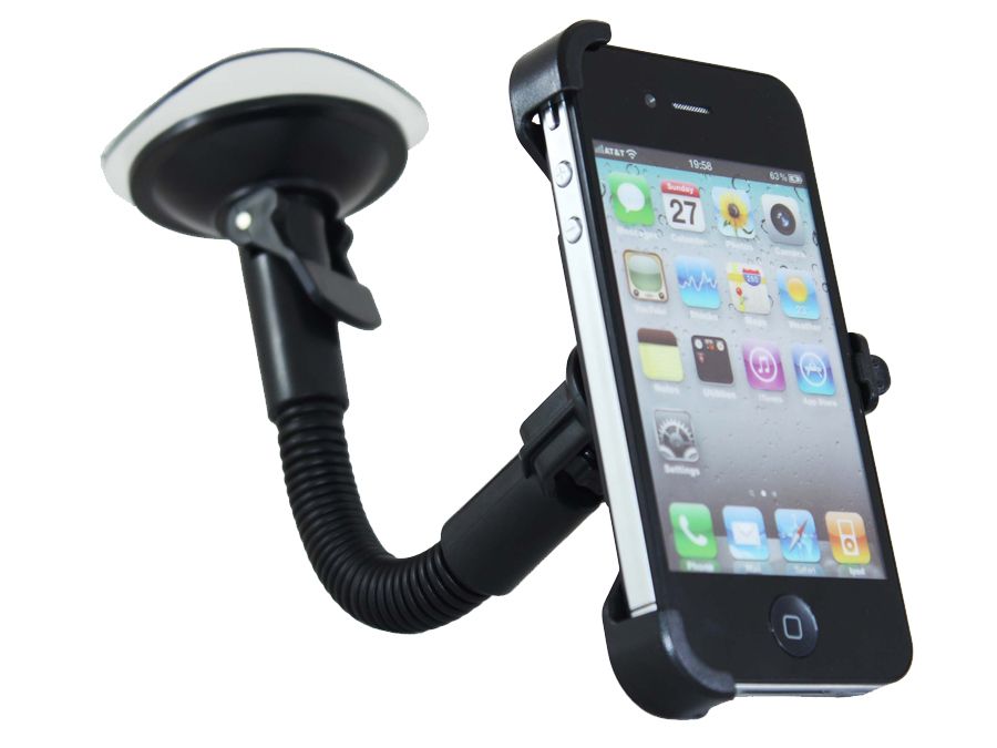 Bilholder til iPhone 4/4s - Roterbar m. sugekop + svanehals