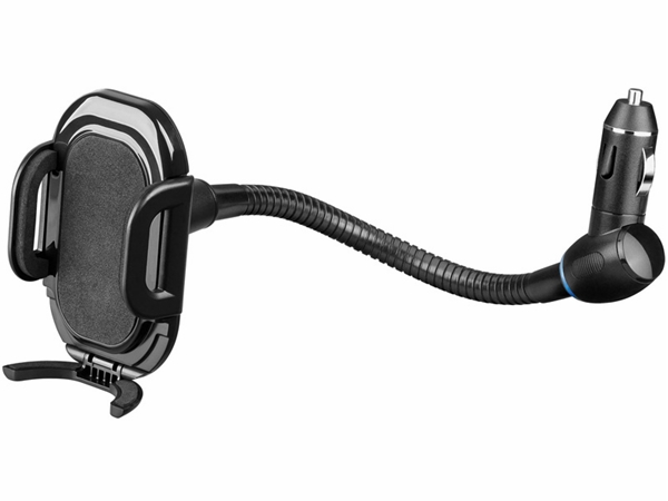 Universal mobil svanehalsholder m. USB ladestik - 5V / 1A