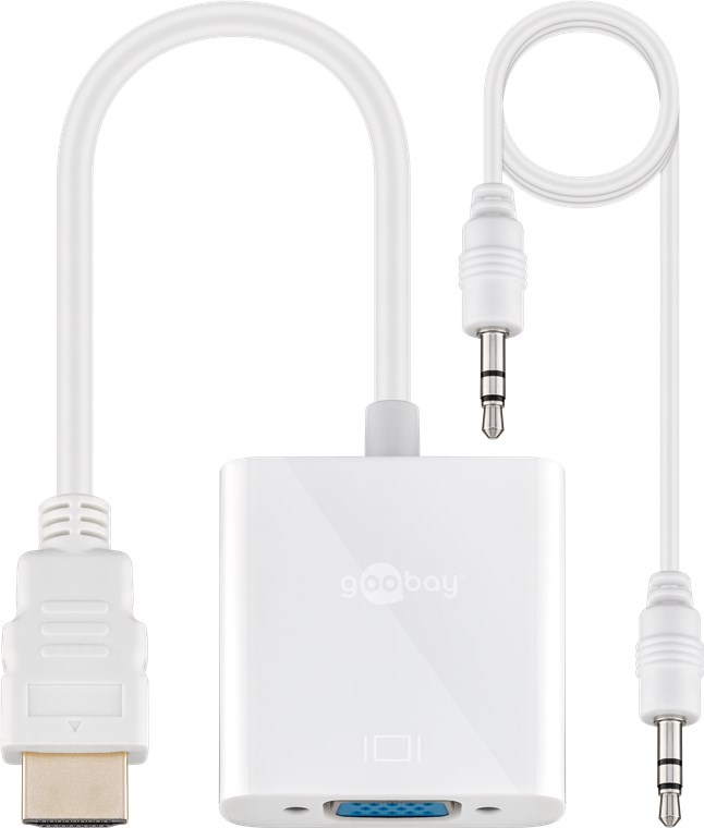 HDMI konverter - HDMI til VGA, inkl. audio, Hvid