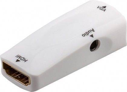Kompakt HDMI til VGA konverter m. audio - HDMI hun, Hvid