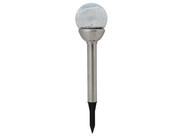 Solcellelampe m. rustfri stålspyd