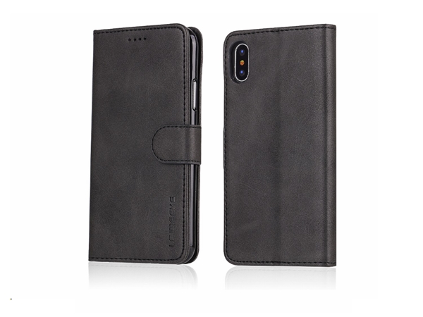 Læder flipcover m. kortholder - Til iPhone XS Max, Sort