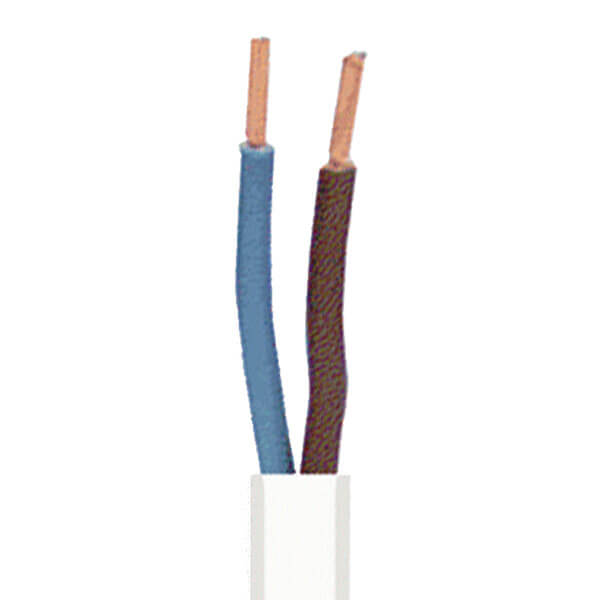 Flad lampeledning 2x0,75mm² hvid - pr. m.