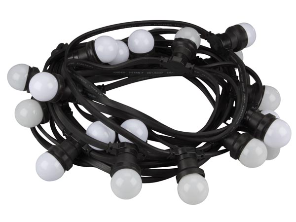 Udendørs lyskæde m. 20 varm hvide LED pærer - IP44 (11,5m)