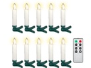 Trådløs LED juletræslys - med clip-on, remote (10 stk.)