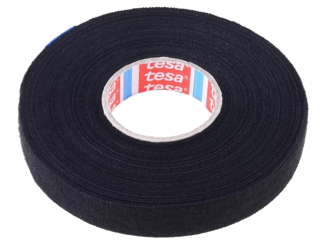 Lærredstape - 15mm bred / 250µm, 105°C, Sort (25m)
