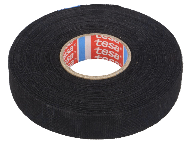 Lærredstape - 19mm bred / 250µm, 105°C, Sort (25m)