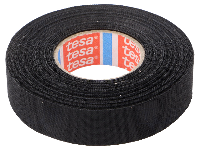 Lærredstape - 19mm bred / 320µm, 150°C, Sort (15m)