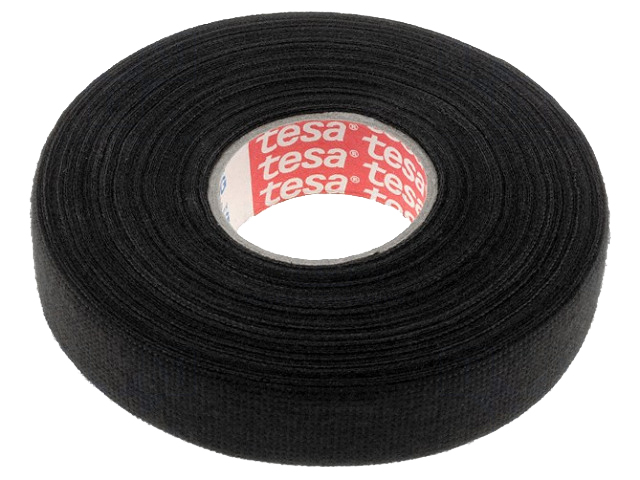Lærredstape - 19mm bred / 300µm, Sort (25m)