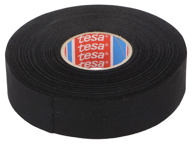 Lærredstape - 25mm bred / 320µm, 150°C, Sort (25m)