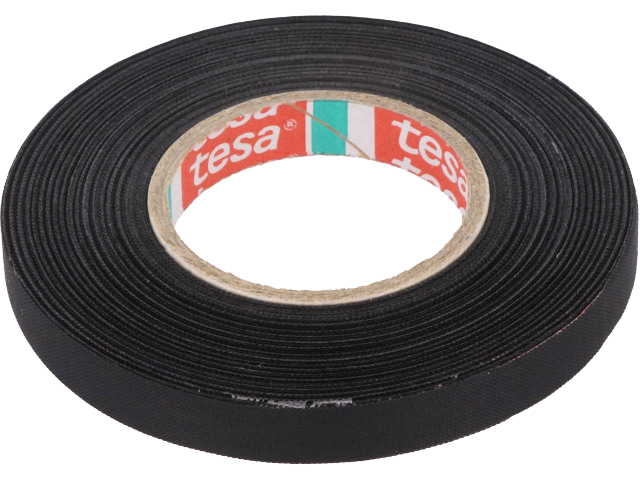 Lærredstape - 9mm bred / 160µm, Sort (25m)