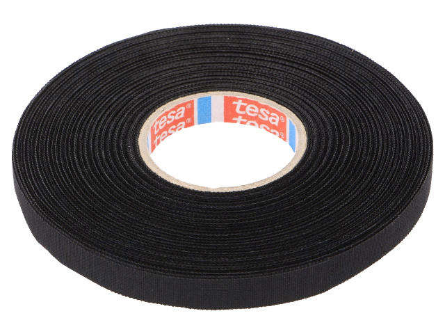 Lærredstape - 9mm bred / 320µm, 150°C, Sort (25m)