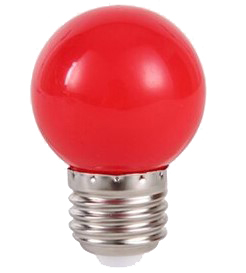 G45 LED pære - 230VAC / 3W, E27 sokkel, Rød