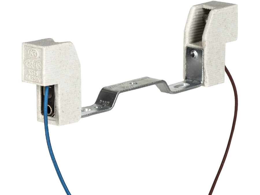 Fatning til R7S pære - 118mm, 250V / 6A (0,75mm² ledn.)