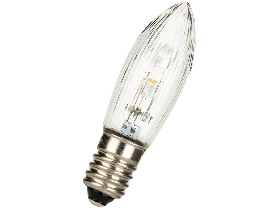 LED Julelampe - 10-55V 0,3W E10 sokkel, Ø14x45mm, Hvid