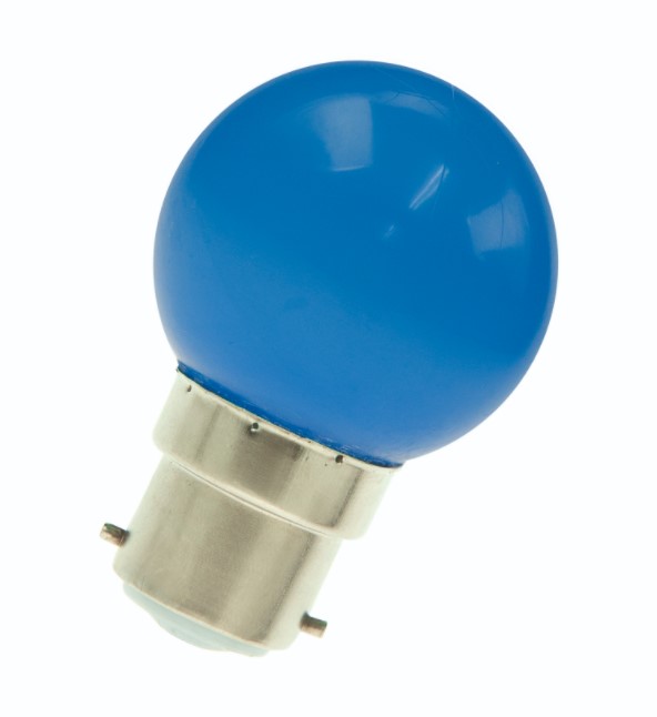 G45 LED pære - 240VAC 1W, B22d sokkel, Blå (1 stk.)