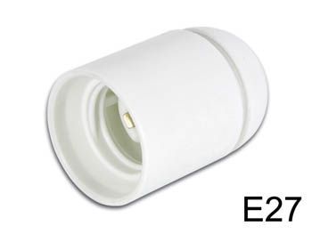 Kronefatning - E27, 10mm gevind, Hvid (max 240VAC/60W)