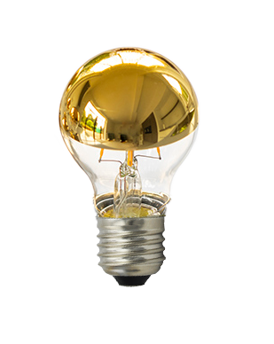 A60 Filament LED pære - 240V 6W 2700K E27 Topforspejlet Guld