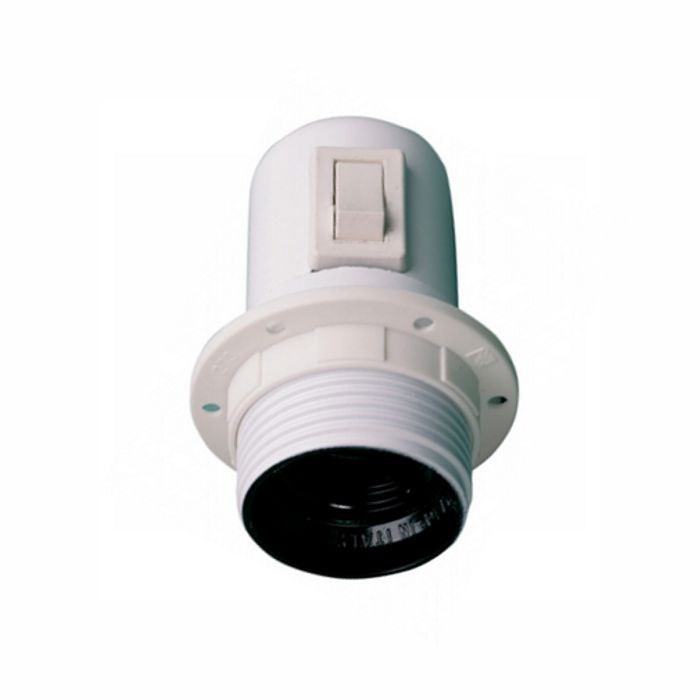 Kronefatning - E27, 10mm gevind, m. afbryder, Hvid