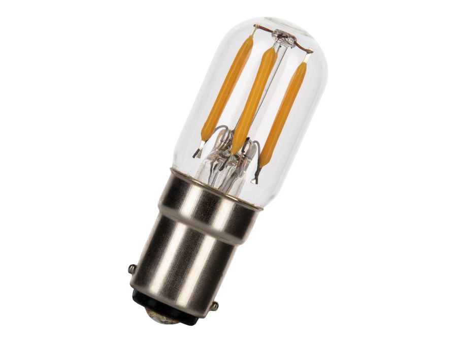Filament LED rørlampe - 240V 2,5W dæmpbar, Ba15d (2700K)