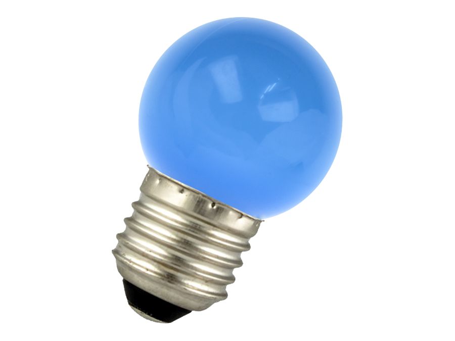 G45 LED pære - 240VAC 1W, E27 sokkel, Blå (IP44)