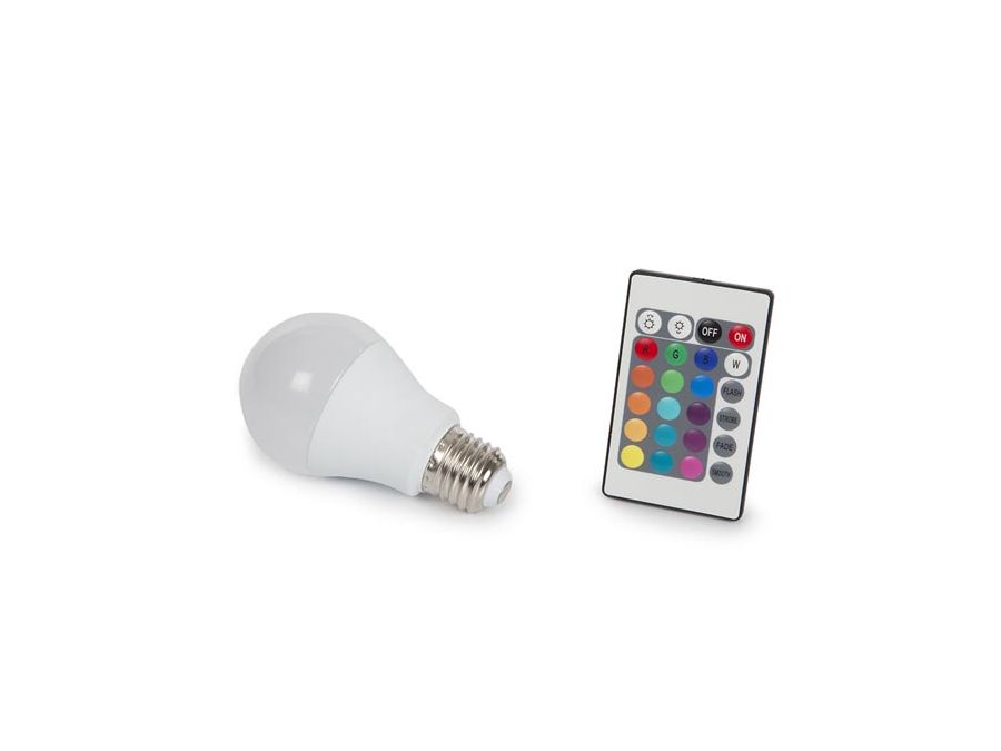 E27 LED pære m. fjernbetj. - 7,5W RGB + Varm hvid