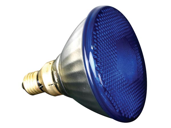 PAR38 pære - 230V / 80W, E27 sokkel, BLÅ (Omnilux 2000h)
