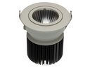 LED indbygningsspot - 230V / 12,6W Rund hvid kip, Varm Hvid
