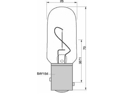 Lanternepære - 220V / 25W, 18cd, Bay15 sokkel (Ø25x70mm)