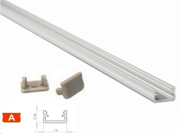 Alu. LED profil - Type A, Anodiseret alu. (2,02m)