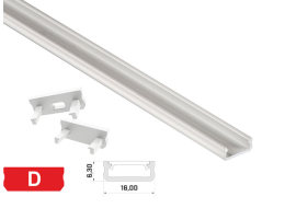 Alu. LED profil - Type D, Hvidlakeret (2,02m)