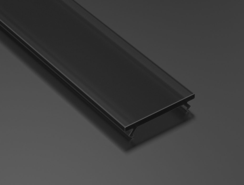 Cover til alu. LED profil, 12mm, Sort, UV best. (2,02m)