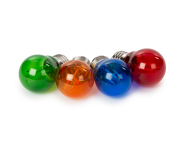 G45 LED kulørt pæresæt - 230V 4,5W E27, Farvet glas (4 stk.)