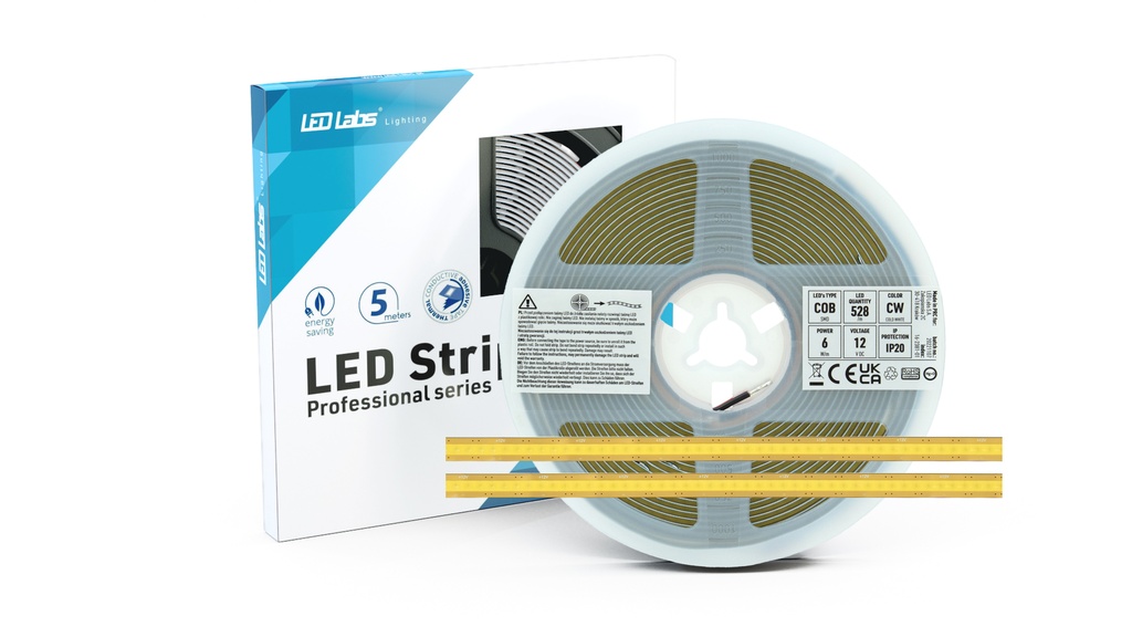 COB LED strip free cut - 24V, 8mm, Neutral Hvid (4000K) (5m)