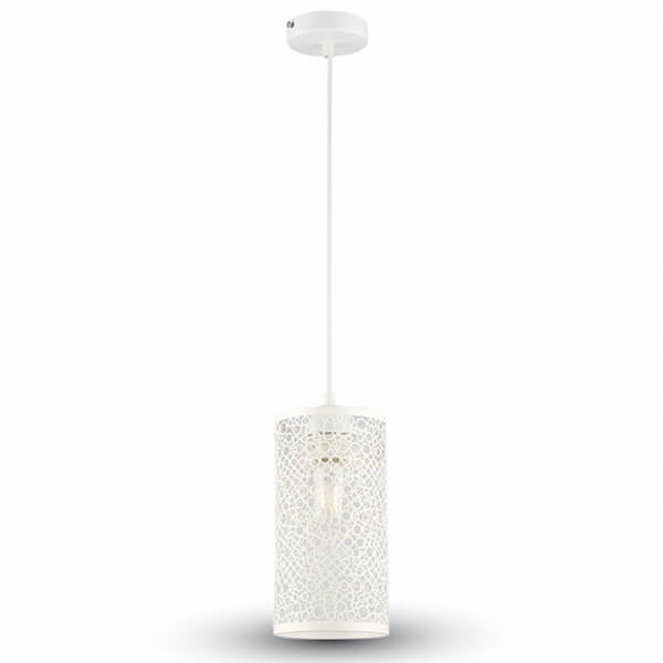 Pendel lampe med mønster E27 - Mat hvid