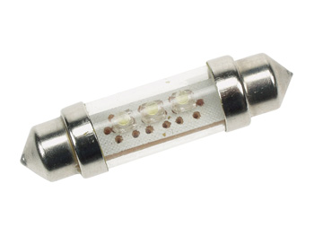 LED pinollampe - 12V S8,5 Ø10 x 39mm, 3 blå LEDs (2 stk.)