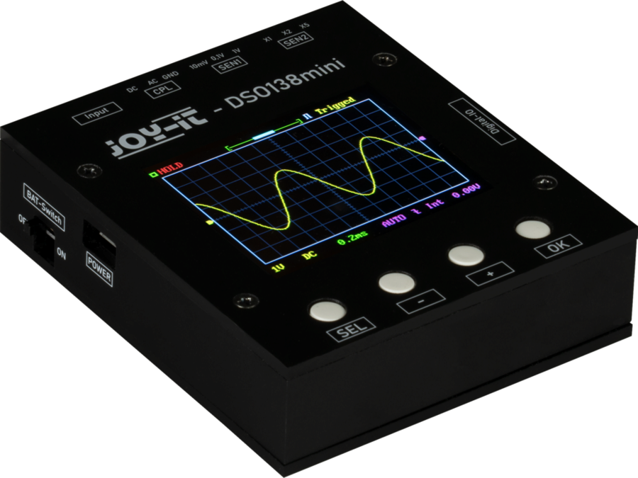 Mini digital oscilloskop - 0-200 KHz, 1 MSa/s, Sort