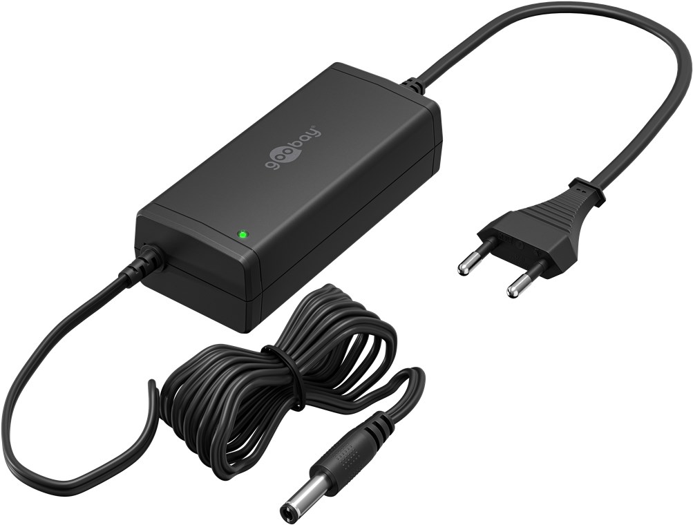 Netadapter - 12Vdc / 36W (3A) In-line, Sort (5,5x2,1mm)
