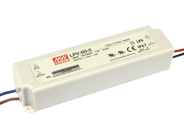 LED strømforsyning - 5Vdc 8A (40W) konst.spænding (IP67)