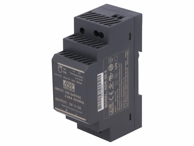 DIN-skinne strømforsyning - 5VDC 15W (3A)