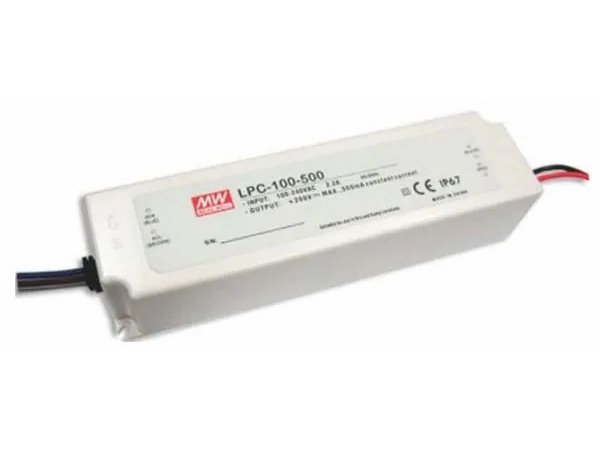 Konstantstrøm LED driver - 100W 500mA, 100-200Vdc (IP67)