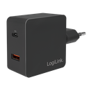 USB netadapter - 1xUSB-C PD (18W) + 1xUSB-A, Sort (3A)