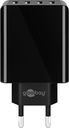 Netadapter - 100-240V til 4 x 5V USB-A, 2x3A (30W), Sort