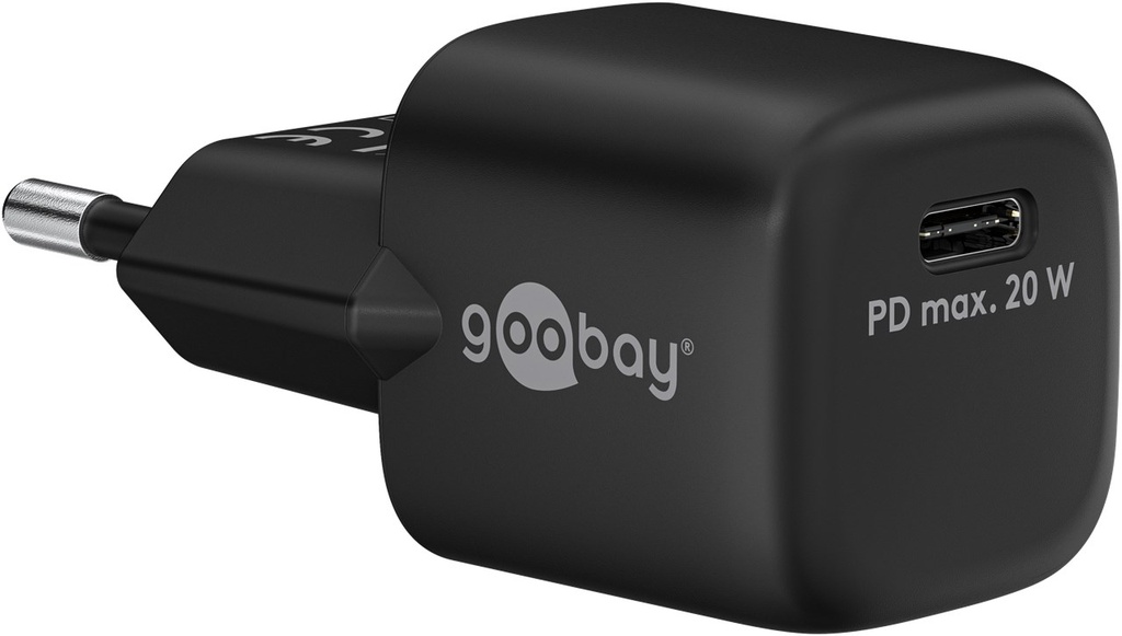 USB-C lynlader PD GaN Nano (20W), sort