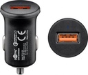 12/24V biladapter, 1 x USB A QC3.0, Sort (3A)