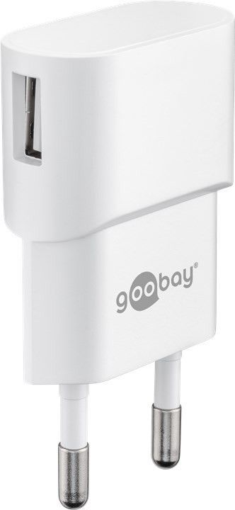 Netadapter - 100-240V til 5Vdc / 1A USB hun, kompakt, Hvid